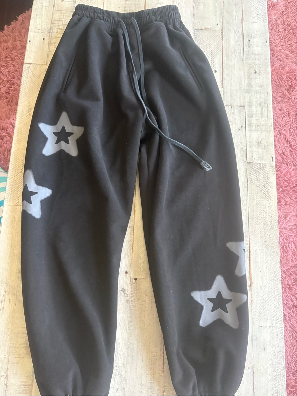 Aelfric Eden Black Joggers with Gray Star Prints Size X Small